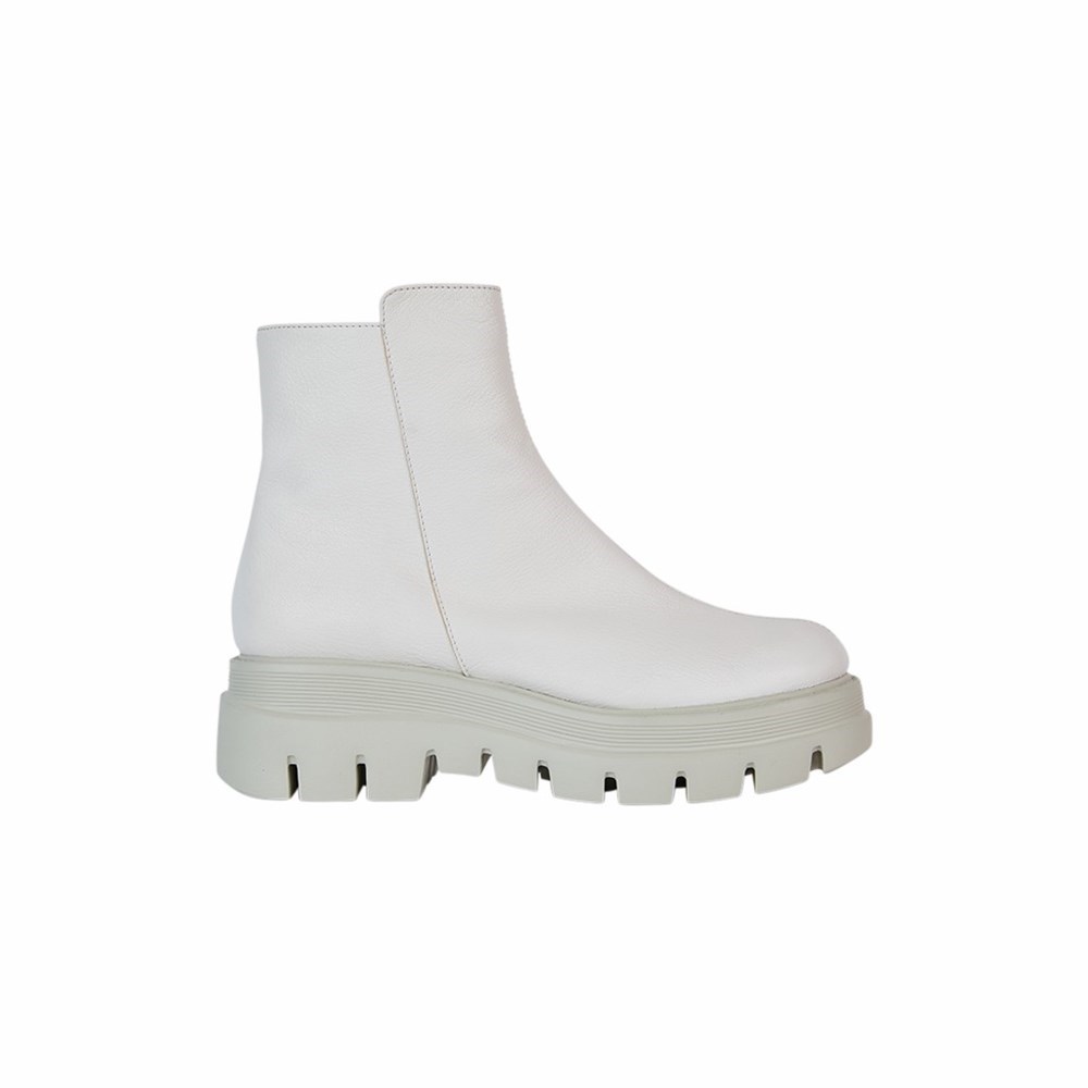 Brunate Biker Boot Women's Ankle Boots White | 08VHASCIF