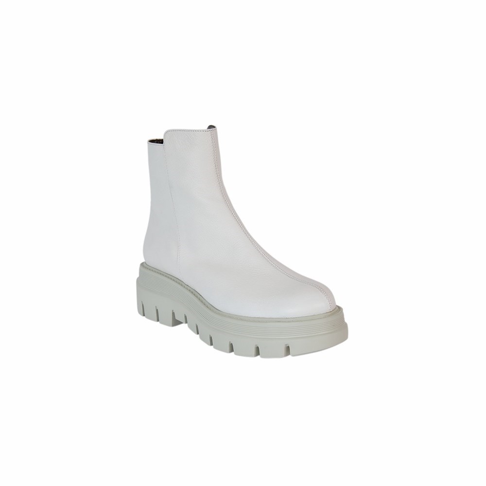 Brunate Biker Boot Women's Ankle Boots White | 08VHASCIF