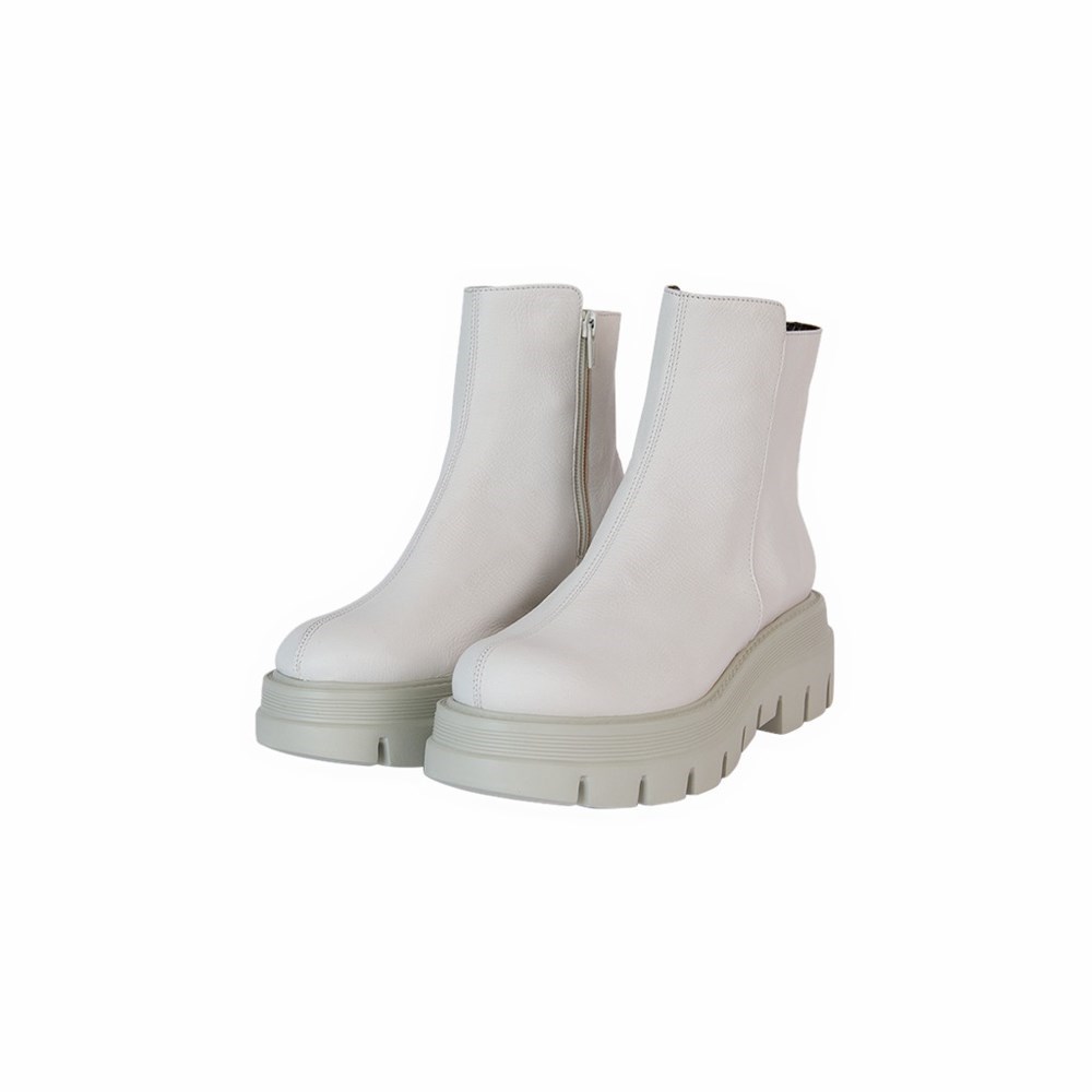 Brunate Biker Boot Women's Ankle Boots White | 08VHASCIF