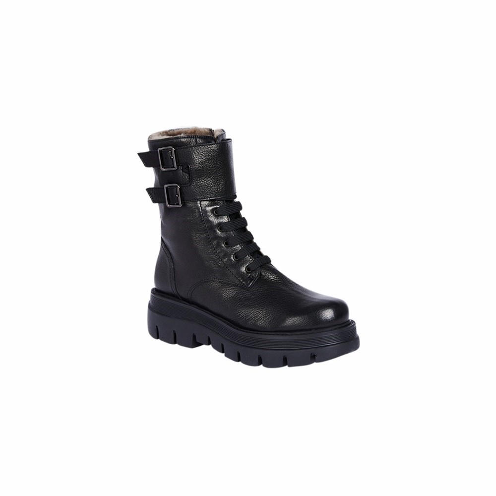 Brunate Lambskin Lined Biker Boot Women's Ankle Boots Black | 83YXNGTAO