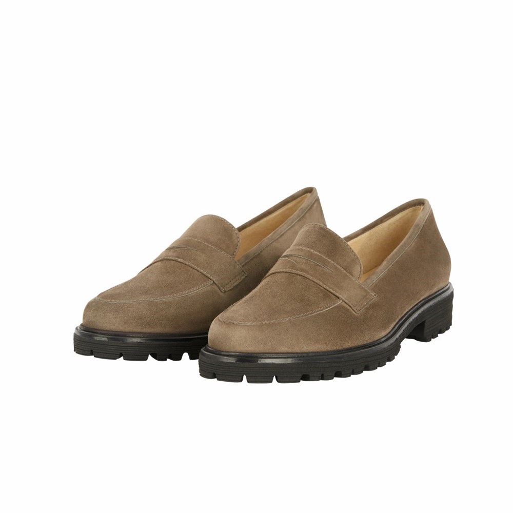 Brunate Sporty Loafer Women's Flat Shoes Grey Brown | 32WKOHAJT