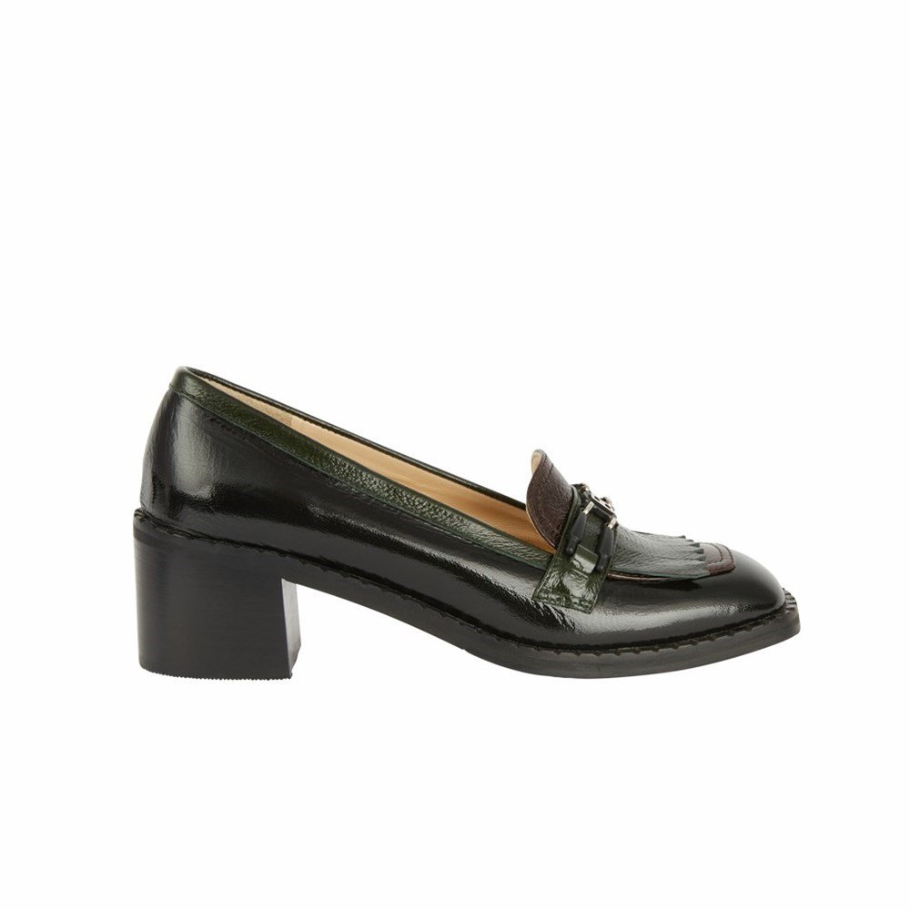 Brunate Squared Loafer On A Heel Women's Pumps Black | 10HTOMXZB