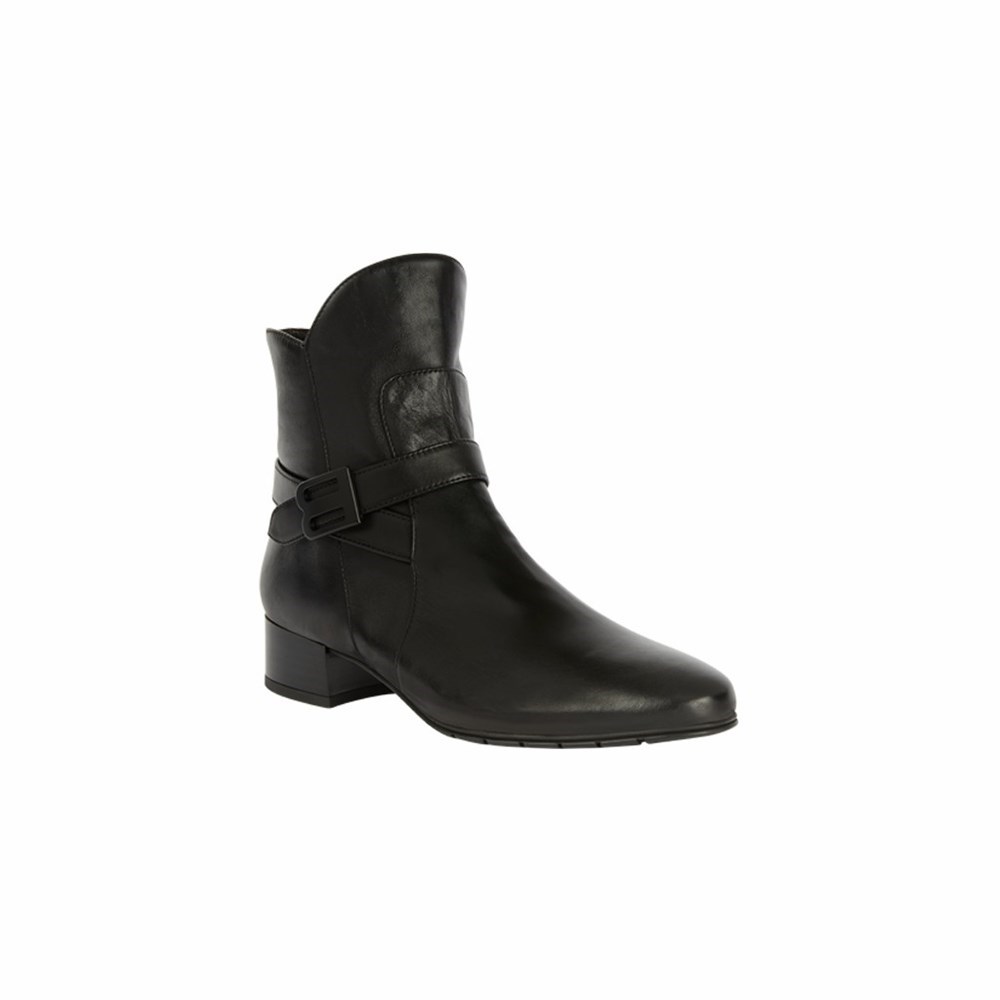 Brunate Strap And Logo Buckle Women's Ankle Boots Black | 45OXPEKCS