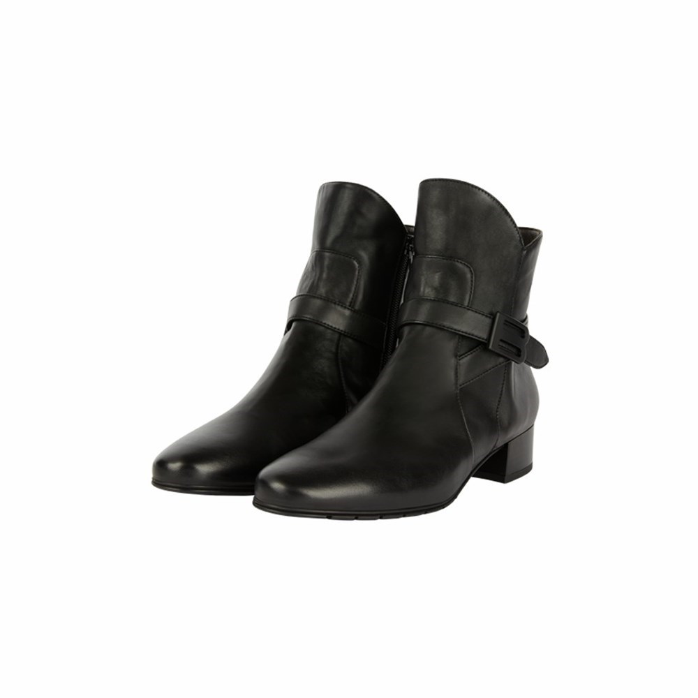 Brunate Strap And Logo Buckle Women's Ankle Boots Black | 45OXPEKCS