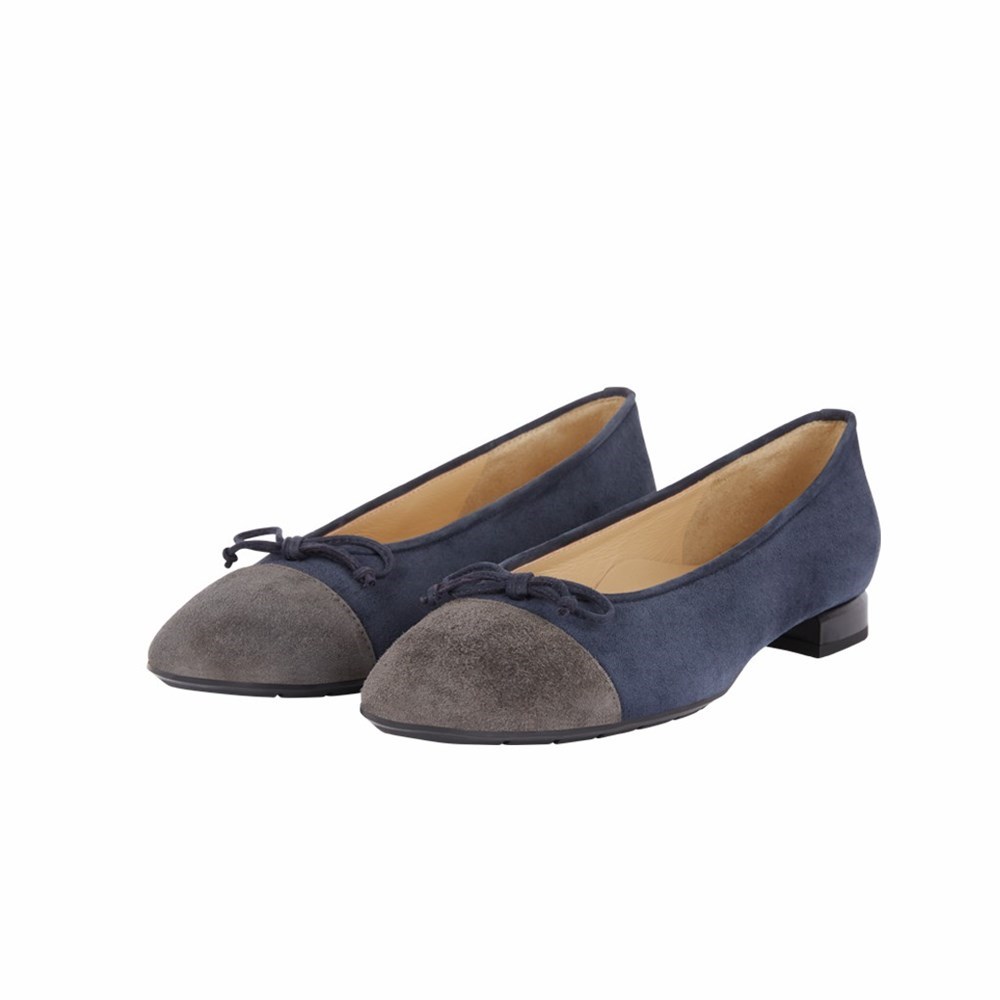 Brunate Two Toned Ballerina Women's Flat Shoes Navy | 74AUEKFOX