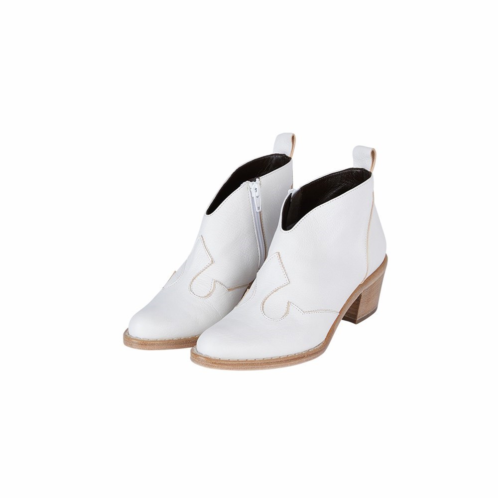 Brunate Western Ankle Boot Women's Ankle Boots White | 46BZPYHUK