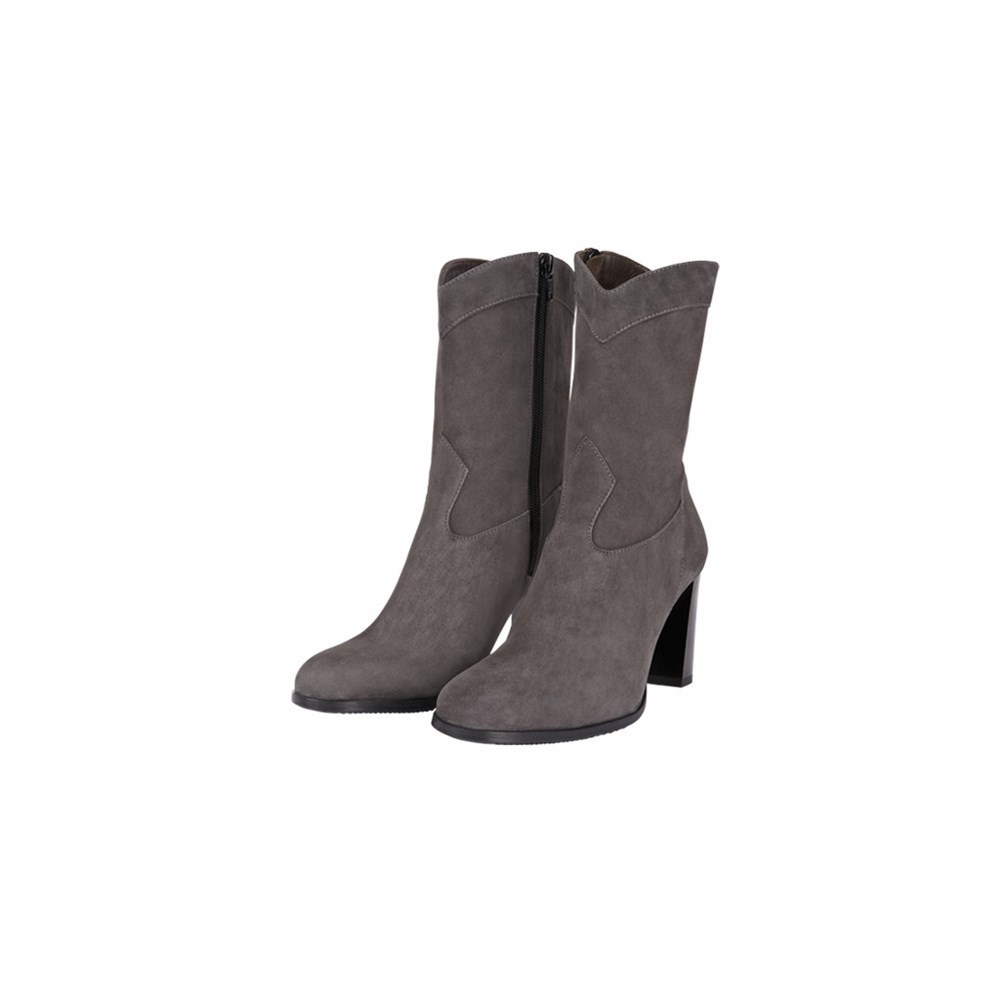 Brunate Wide Shaft Women's Ankle Boots Grey | 21KEZUWLT